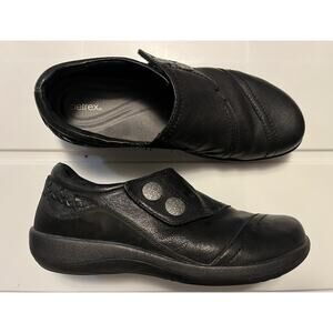 Aetrex Comfort Shoes Women EU 38 US 7.5 Karina Monk Strap Black Leather Braid